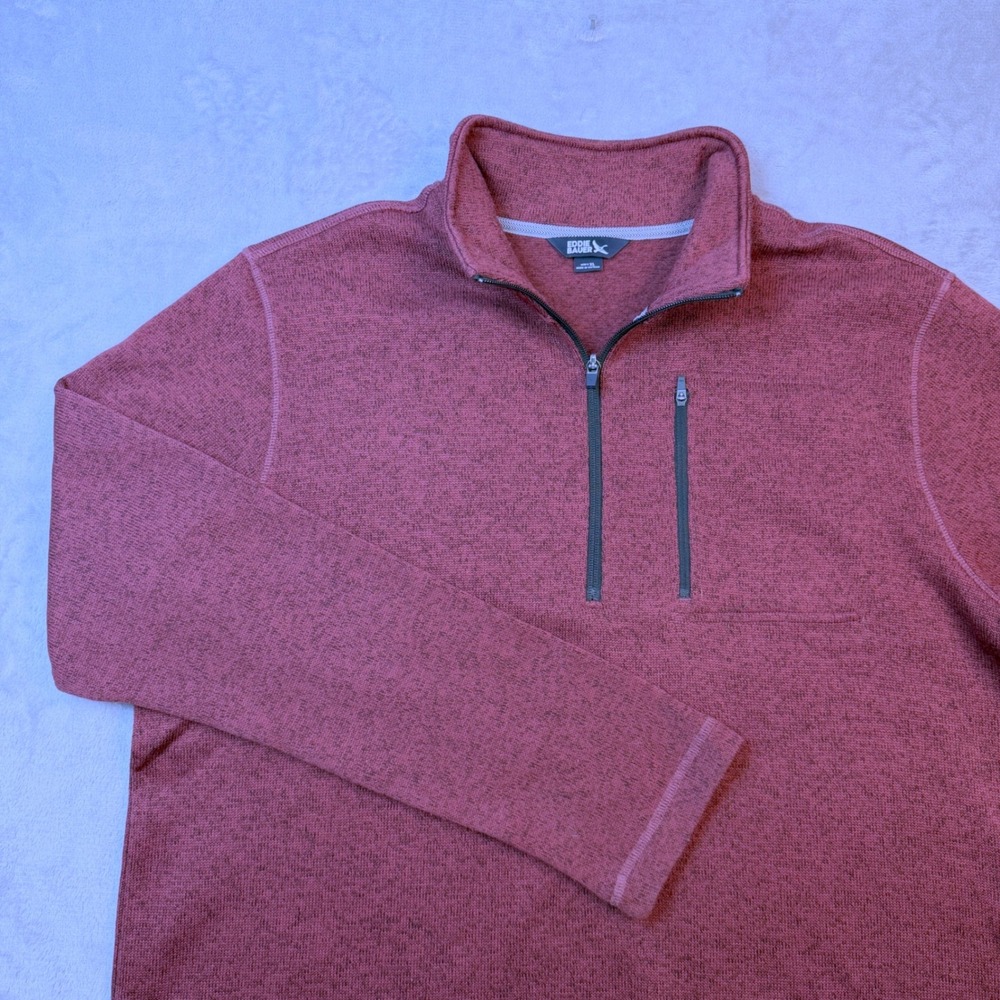 Eddie Bauer Pullover Sweater Mens XL Burgundy 1/4 Zip Fleece 248217 Outdoor